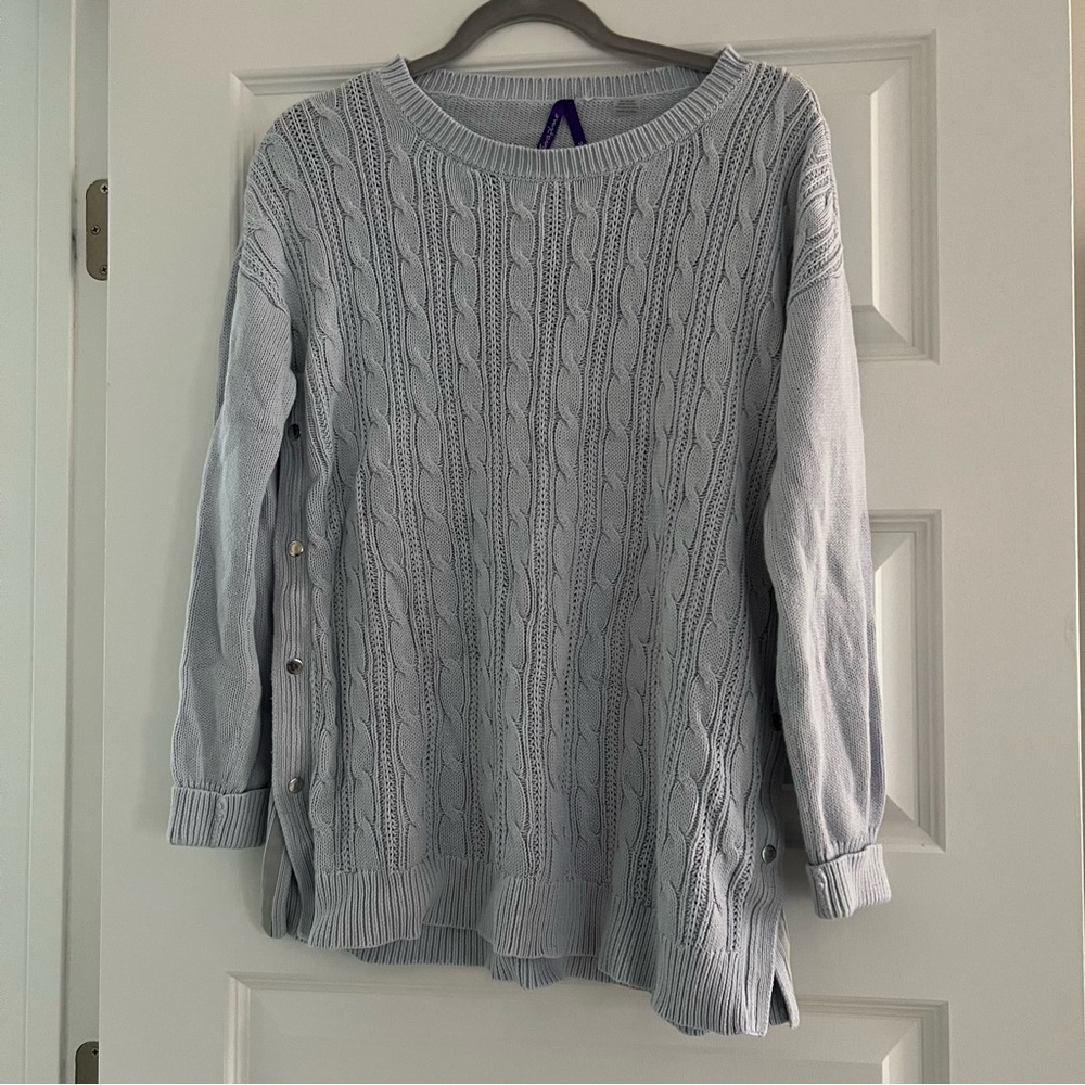 Seraphine Powder Blue Cable Knit Maternity & Nursing Sweater Size Medium